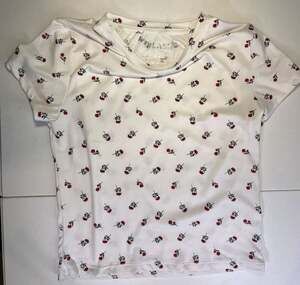 Splash Cherry Print Short Sleeve T-Shirt Size M White